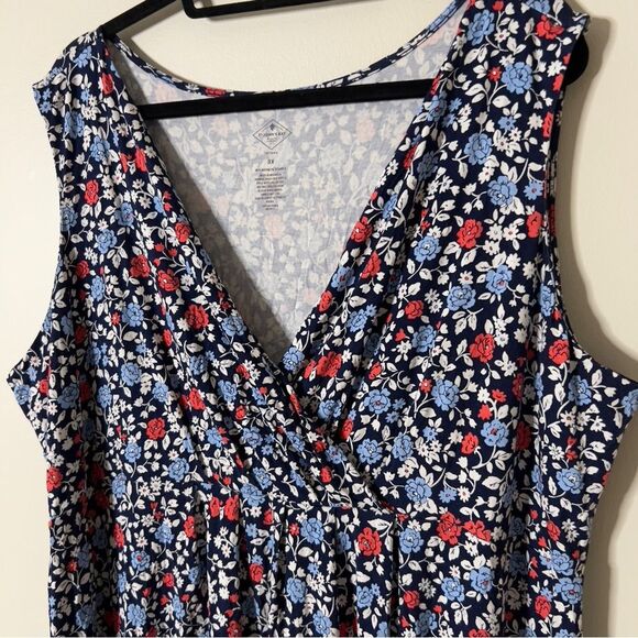 St John’s Bay Sleeveless Crossover V Neck Floral Knee Length Dress Size 3X - Picture 4 of 5